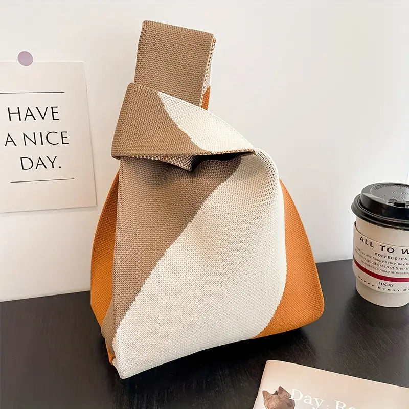 Chic Knitted Colorblock Tote Bags - 4 colors