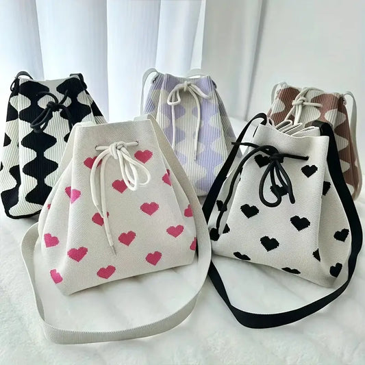 Casual Versatile Knitted Wool Bucket Bags