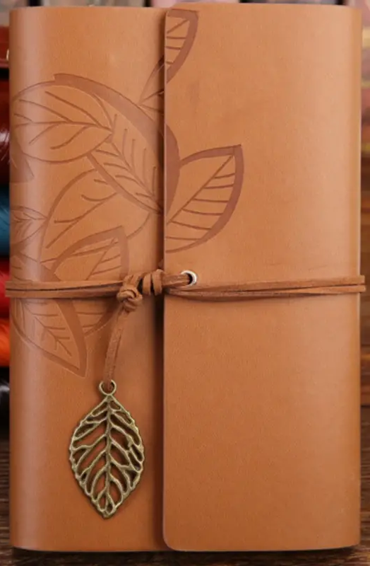 Vintage Leaf Leather Spiral Bound Notebook Organizer