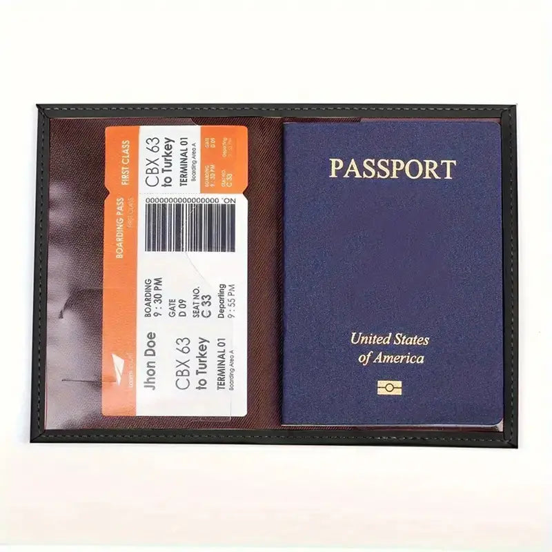 Bi-Fold PU Leather Passport Holder